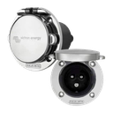 Power Inlet stainless steel with cover 32A/250Vac (2p/3w)